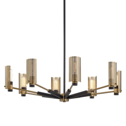 Pilsen 8 Light Chandelier Carb Black W Satin Nick Accents, Steel
