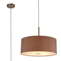 Baymont Satin Nickel E27 Single Pendant With 50cm Dual Faux Silk Shade, Taupe/Halo Gold