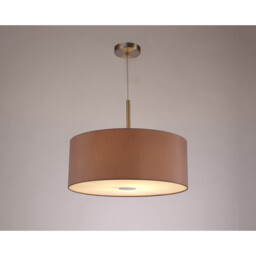Baymont Satin Nickel E27 Single Pendant With 50cm Dual Faux Silk Shade, Taupe/Halo Gold - thumbnail 2