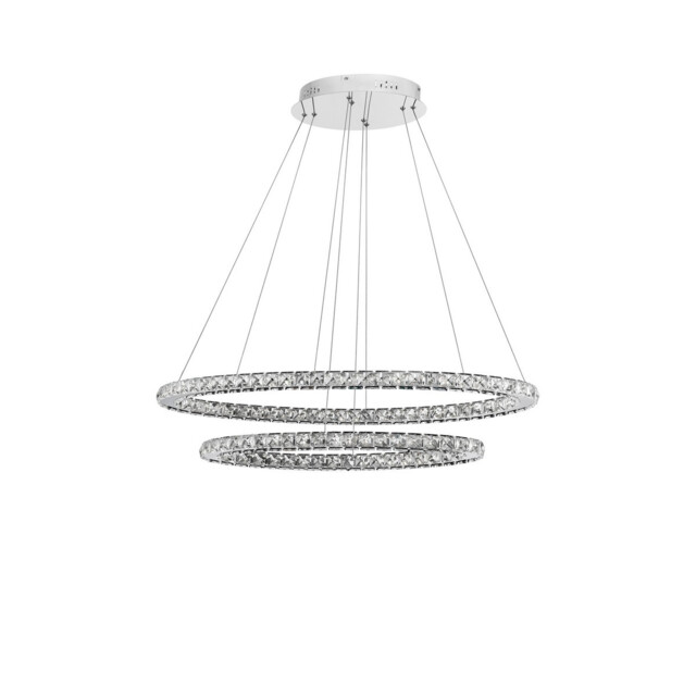 Celine Integrated LED Pendant Ceiling Light Chrome Aluminium, Crystal Adjustable LED 52W 3120Lm 3000K - image 1