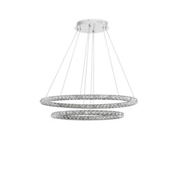 Celine Integrated LED Pendant Ceiling Light Chrome Aluminium, Crystal Adjustable LED 52W 3120Lm 3000K