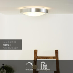 Fresh Modern Flush Ceiling Light Bathroom - Ø 35cm - 2xE27 - IP44 - Satin Chrome - thumbnail 2