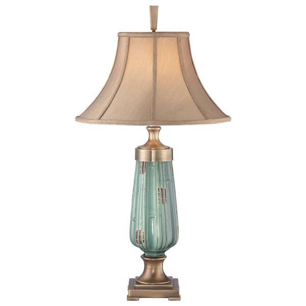 Monteverde 1 Light Table Lamp Ceramic, Green, Aged Brass, E27 - image 1