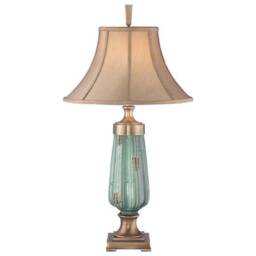 Monteverde 1 Light Table Lamp Ceramic, Green, Aged Brass, E27 - thumbnail 1