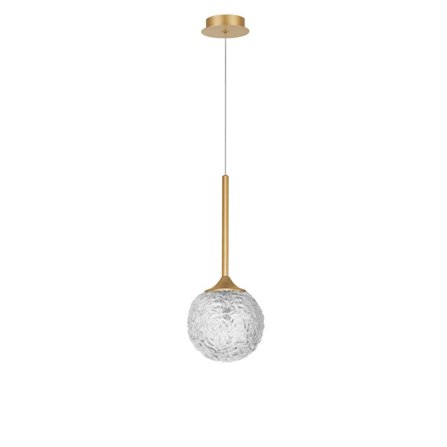 Mirano Globe Pendant Ceiling Light Clear Structured Glass, Brushed Gold Steel LED G9 - image 1