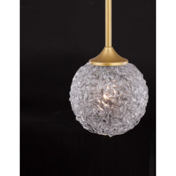 Mirano Globe Pendant Ceiling Light Clear Structured Glass, Brushed Gold Steel LED G9 - thumbnail 2