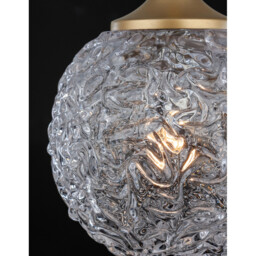 Mirano Globe Pendant Ceiling Light Clear Structured Glass, Brushed Gold Steel LED G9 - thumbnail 5