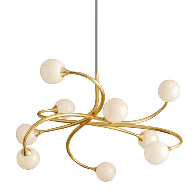 Signature 9 Light Chandelier Gold Leaf, Glass