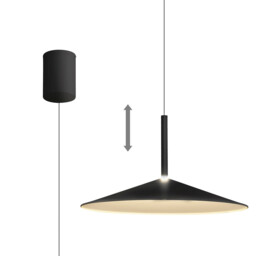 Calice 48cm Rise And Fall Pendant, 16W LED, 3000K, 1200lm, Black/White, 3yrs Warranty - thumbnail 1