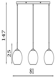 Balls 3 Light Bar Celling Pendant Chrome Metal & Clear Glass - thumbnail 3