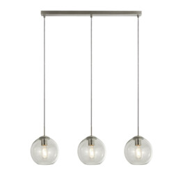 Balls 3 Light Bar Celling Pendant Chrome Metal & Clear Glass