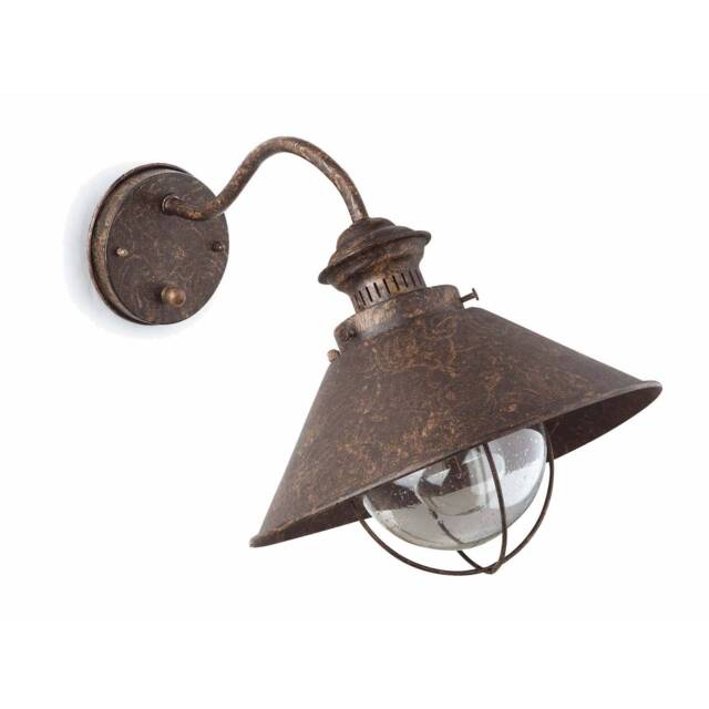 Nautica 1 Light Outdoor Dome Wall Light Rust Brown, E27 - image 1