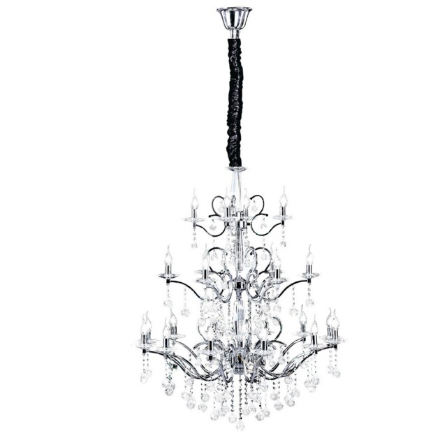 Zinta Ceiling Pendant Chandelier 3 Tier 22 Light Polished Chrome, Crystal (Item Requires Assembly) - image 1