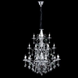 Zinta Ceiling Pendant Chandelier 3 Tier 22 Light Polished Chrome, Crystal (Item Requires Assembly) - thumbnail 2
