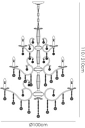 Zinta Ceiling Pendant Chandelier 3 Tier 22 Light Polished Chrome, Crystal (Item Requires Assembly) - thumbnail 3