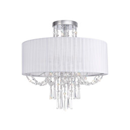 Freida Semi Flush With White Shade 6 Light E14 Polished Chrome/Crystal - thumbnail 5