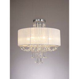 Freida Semi Flush With White Shade 6 Light E14 Polished Chrome/Crystal - thumbnail 2