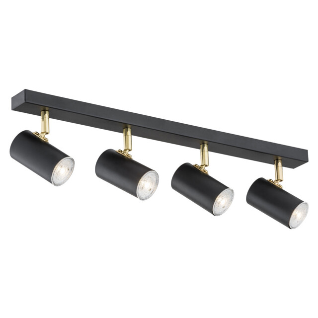 Lagos Ceiling 4 Light Spotlight Bar Black Structure, Brass Elements - image 1
