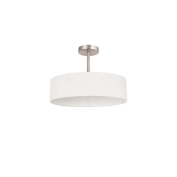 Baymont Satin Nickel 3 Light E27 Semi Flush Fixture, With 45cm x 15cm Faux Silk Shade, White - thumbnail 5