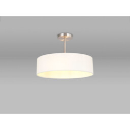 Baymont Satin Nickel 3 Light E27 Semi Flush Fixture, With 45cm x 15cm Faux Silk Shade, White - thumbnail 2