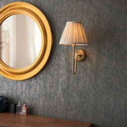 Rouen & Carla Wall Lamp with Shade Antique Brass Plate & Cream Fabric - thumbnail 3