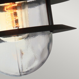Copenhagen 1 Light Outdoor Dome Wall Lantern Light Black IP44, E27 - thumbnail 5