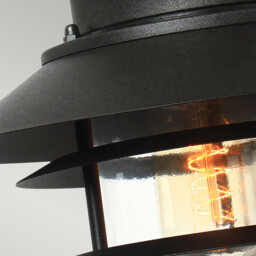 Copenhagen 1 Light Outdoor Dome Wall Lantern Light Black IP44, E27 - thumbnail 3