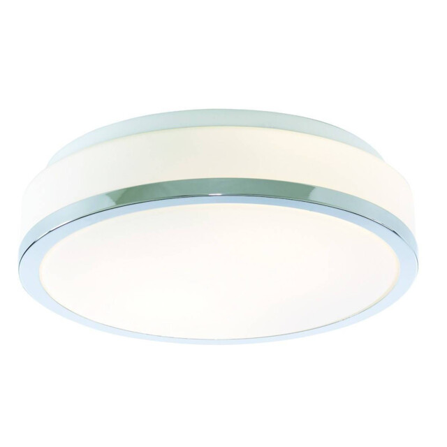 Discs Bathroom Flush 2 Light Ceiling Chrome, Opal IP44, E27 - image 1
