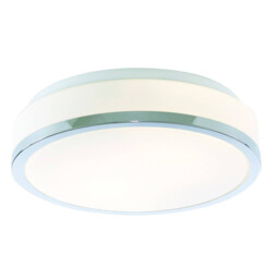 Discs Bathroom Flush 2 Light Ceiling Chrome, Opal IP44, E27 - thumbnail 1