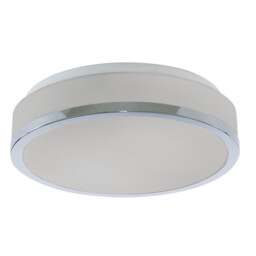 Discs Bathroom Flush 2 Light Ceiling Chrome, Opal IP44, E27 - thumbnail 2