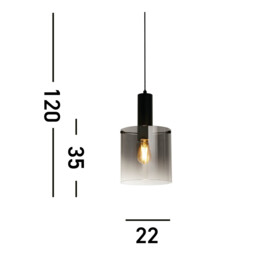 Sweden Pendant Matt Black, Smoked Ombre Glass - thumbnail 3