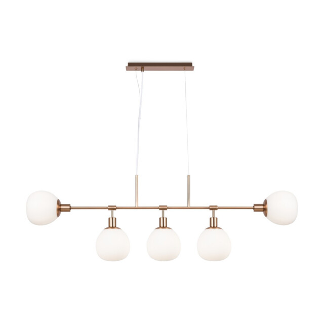 Erich Modern Bar Pendant Ceiling Light Gold 5xE14 White Shade - image 1