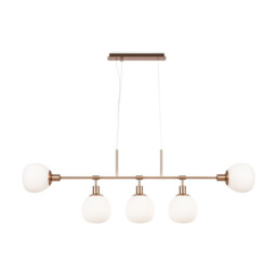 Erich Modern Bar Pendant Ceiling Light Gold 5xE14 White Shade