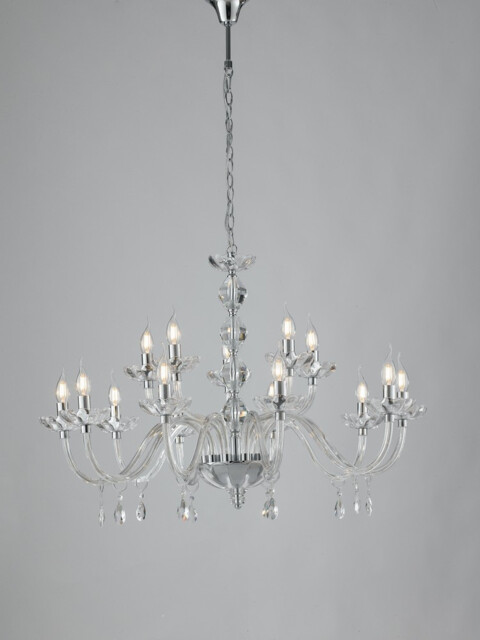 RIFLESSO 5 Light Chandeliers Chrome, Crystal 96x67cm