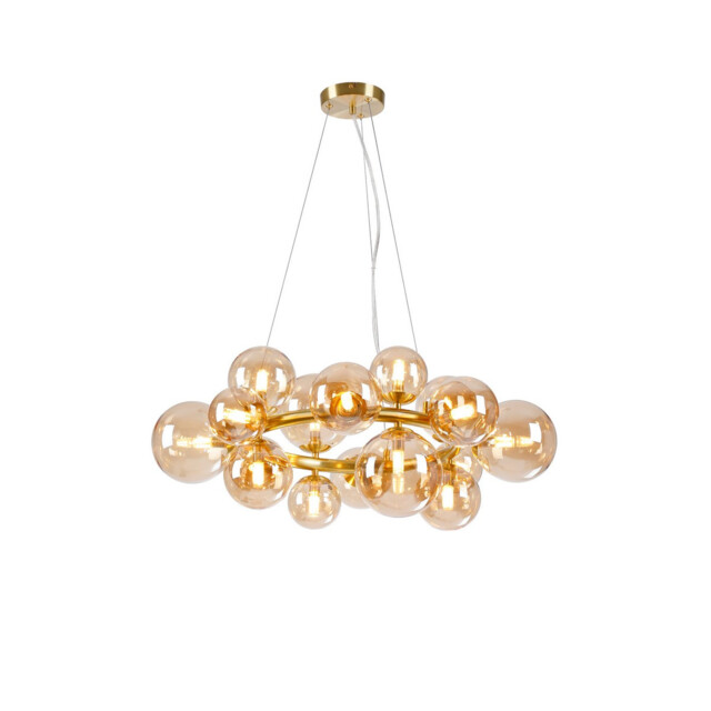 Marshall Circular Ceiling Pendant, 16 Light G9, Satin Gold, Amber Plated Glass - image 1