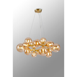 Marshall Circular Ceiling Pendant, 16 Light G9, Satin Gold, Amber Plated Glass - thumbnail 3