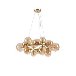 Marshall Circular Ceiling Pendant, 16 Light G9, Satin Gold, Amber Plated Glass - thumbnail 5