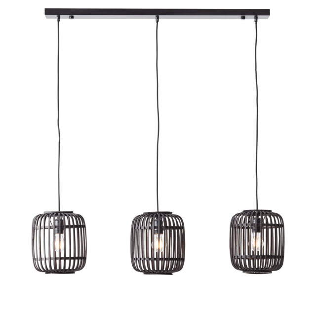 Mathias Bar Pendant Ceiling Lamp, Dark Bamboo, Plywood With Matt Black Paint - image 1