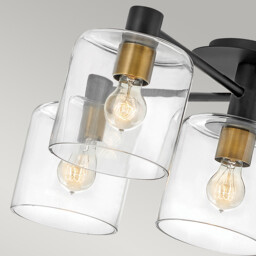Hinkley Axel Multi Arm Semi Flush Ceiling Lamp Black with Heritage Brass - thumbnail 3