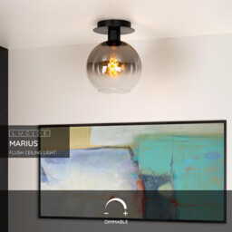 Marius Retro Flush Ceiling Light - 1xE27 - Black - thumbnail 3