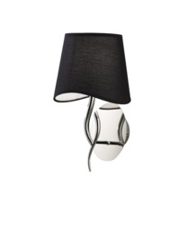 Ninette Wall Lamp Switched 1 Light E14, Polished Chrome with Black Shade