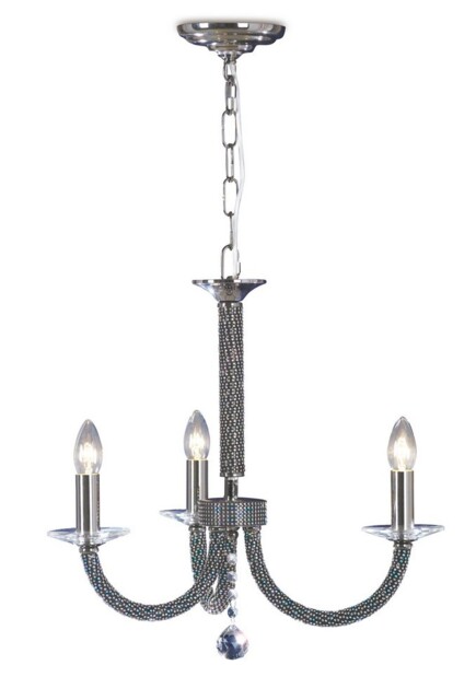 Elena Ceiling Pendant Chandelier 3 Light Black Chrome, Crystal - image 1