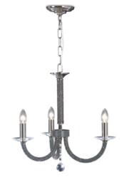 Elena Ceiling Pendant Chandelier 3 Light Black Chrome, Crystal - thumbnail 1