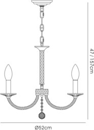 Elena Ceiling Pendant Chandelier 3 Light Black Chrome, Crystal - thumbnail 3