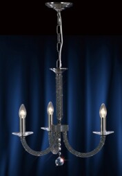 Elena Ceiling Pendant Chandelier 3 Light Black Chrome, Crystal - thumbnail 2