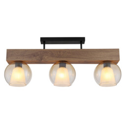 Barry I Ceiling Spotlight Bar Matt Black Amber Glass Shade 3x E27 - thumbnail 3