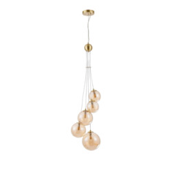 Marshall Ceiling Pendant, 5 Light G9, Satin Gold, Amber Plated Glass - thumbnail 5