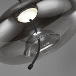 Lisbon 1 Light LED Dome Pendant,Black And Smoked Glass 2700K - thumbnail 3