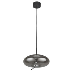 Lisbon 1 Light LED Dome Pendant,Black And Smoked Glass 2700K - thumbnail 2