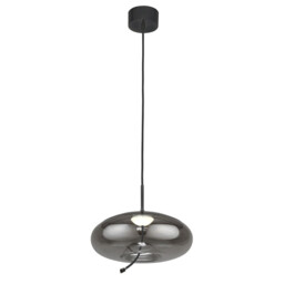 Lisbon 1 Light LED Dome Pendant,Black And Smoked Glass 2700K - thumbnail 1